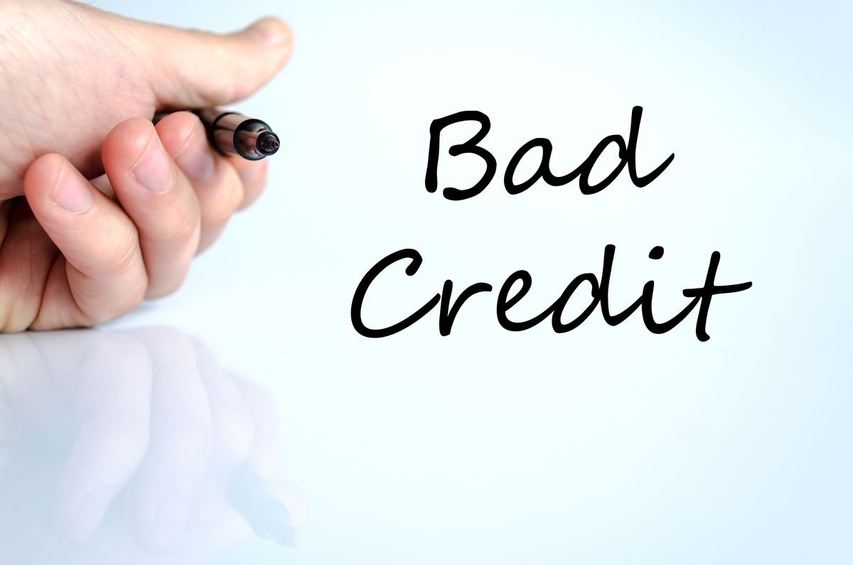 Bad credit text concept isolated over white background